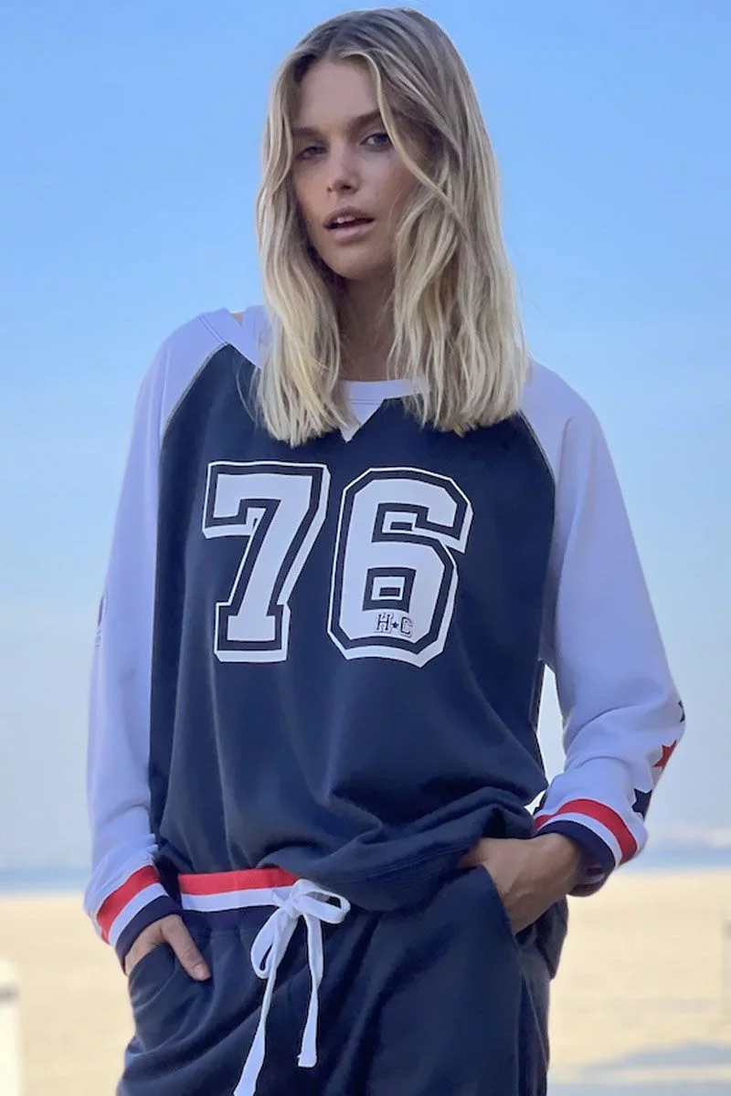 Hammill & Co Retro 76 Sweat In Navy 3 Hammill & Co Retro 76 Sweat In Navy