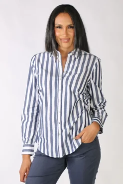 Goondiwindi Cotton Striped Shirt In Navy