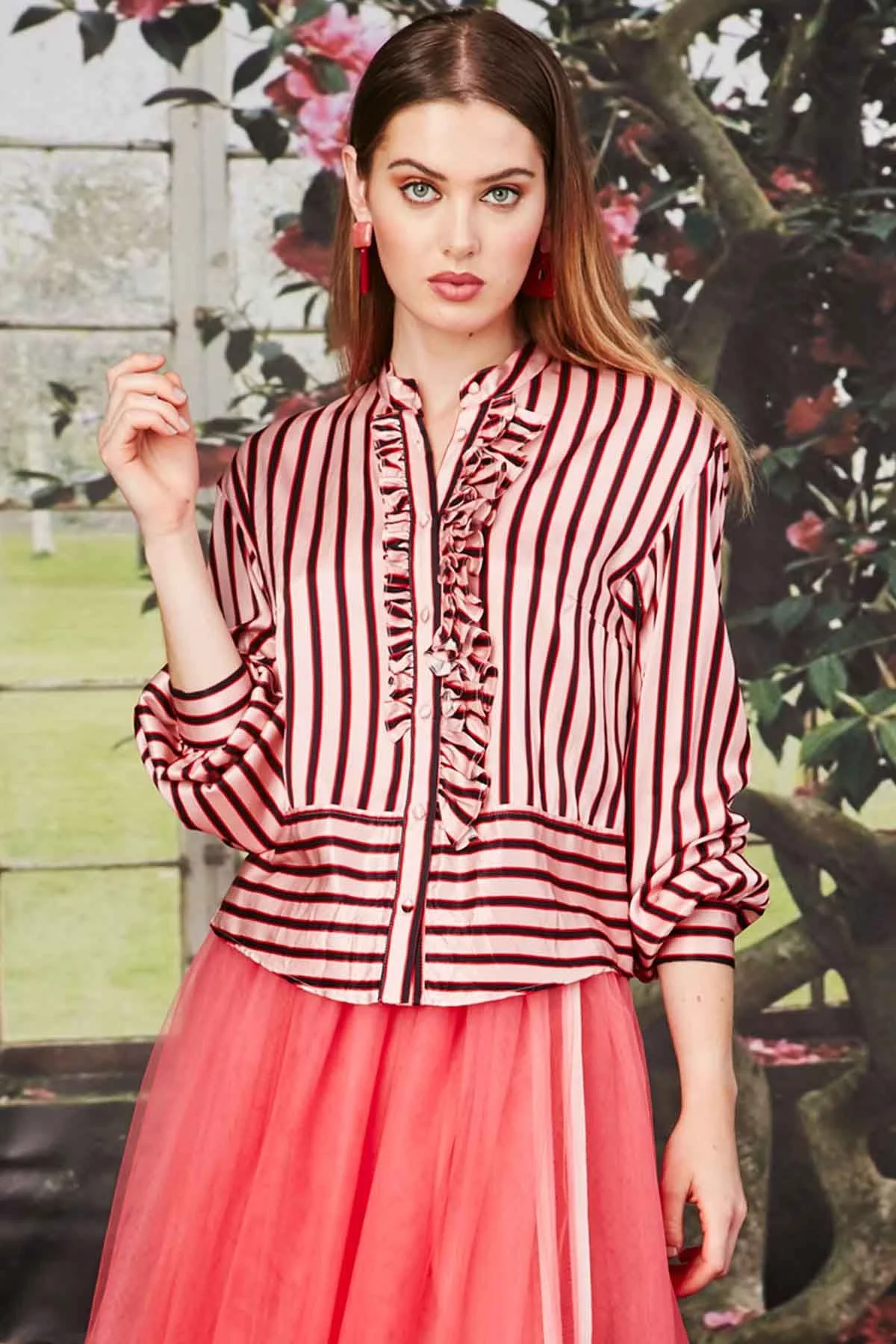 Trelise Cooper Ruffle & Stripe Shirt In Pink 5 Trelise Cooper Ruffle & Stripe Shirt In Pink - Image 3