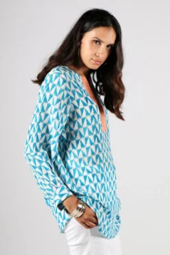 Silk Anjali Top By Anupamaa In Blue -MOS Clothing Shop 5574bf0cc87ab2eb200bc2c77d8ecbfa7bb3f89c