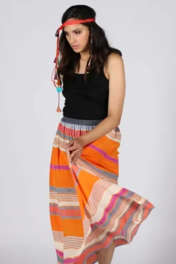 Orange Silk Gajari Skirt By Anupamaa