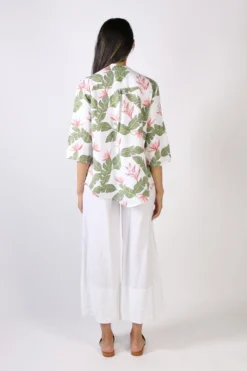 Blueberry Mandarin Collar Shirt In Palm