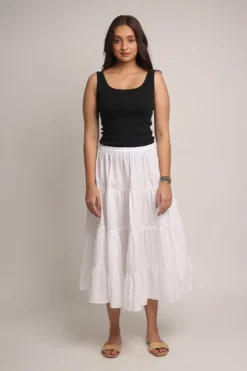 Bagruu Diwali Skirt In White