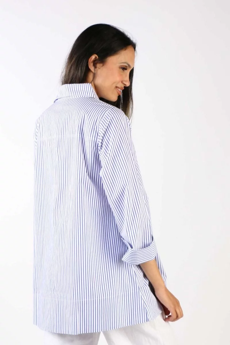 Bagruu Harvey Shirt In Classic Stripe In Blue 5 Bagruu Harvey Shirt In Classic Stripe In Blue - Image 3