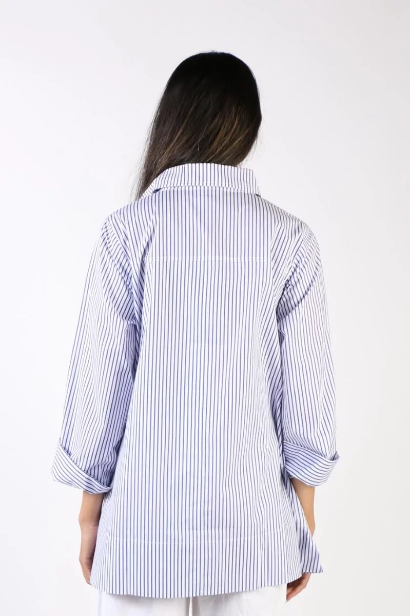 Bagruu Harvey Shirt In Classic Stripe In Blue 6 Bagruu Harvey Shirt In Classic Stripe In Blue - Image 4