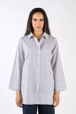 Bagruu Harvey Single Stripe Shirt In Navy