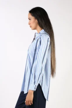 Bagruu Olive Surf Stripe Shirt In Blue 7 Bagruu Olive Surf Stripe Shirt In Blue -MOS Clothing Shop bagruu olie shirt sf stripe 10