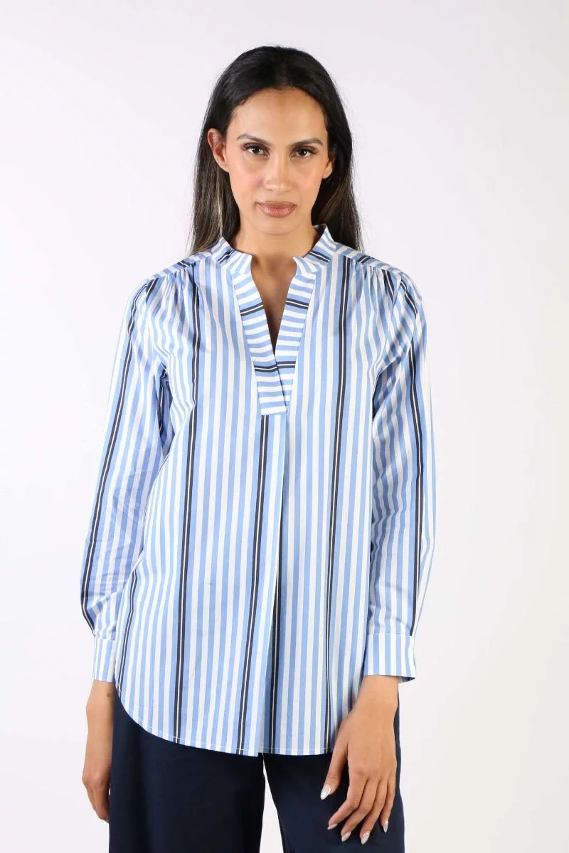 Bagruu Olive Surf Stripe Shirt In Blue 5 Bagruu Olive Surf Stripe Shirt In Blue - Image 4