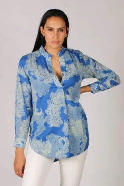 Olive Paisley Shirt By Bagruu In Blue