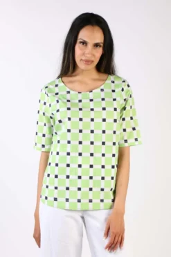 Bagruu Pati Check Top In Lime