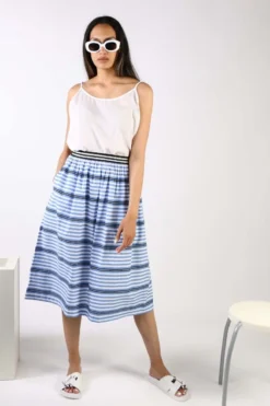 Bagruu Saki Surf Stripe Skirt In Blue 7 Bagruu Saki Surf Stripe Skirt In Blue -MOS Clothing Shop bagruu saki sf skirt blue 2