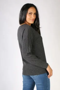 Bridge & Lord V Neck Cardigan In Charcoal