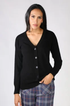 Bridge & Lord V Neck Cardigan In Black