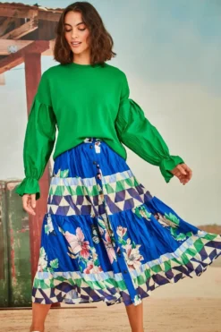 Splice World Skirt In Blue By Cooper