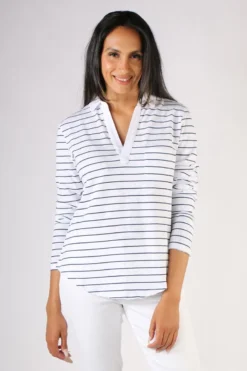 Cloth Paper Scissors Henley Top In Navy