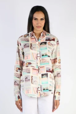 Cloth Paper Scissors Postcards From Abroad Shirt 13 Cloth Paper Scissors Postcards From Abroad Shirt -MOS Clothing Shop cps c14025 shirt print 4