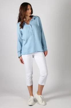 Washed Chambray Tab Front Shirt By Ridley