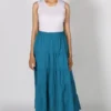 Talia Benson Tiered Cotton Skirt In Teal 1 Talia Benson Tiered Cotton Skirt In Teal -MOS Clothing Shop fc95fee8d9a2ed3dd24c21ddba01a738774cb0fd