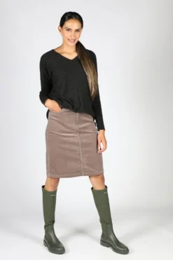 Vassalli Corduroy Skirt In Taupe