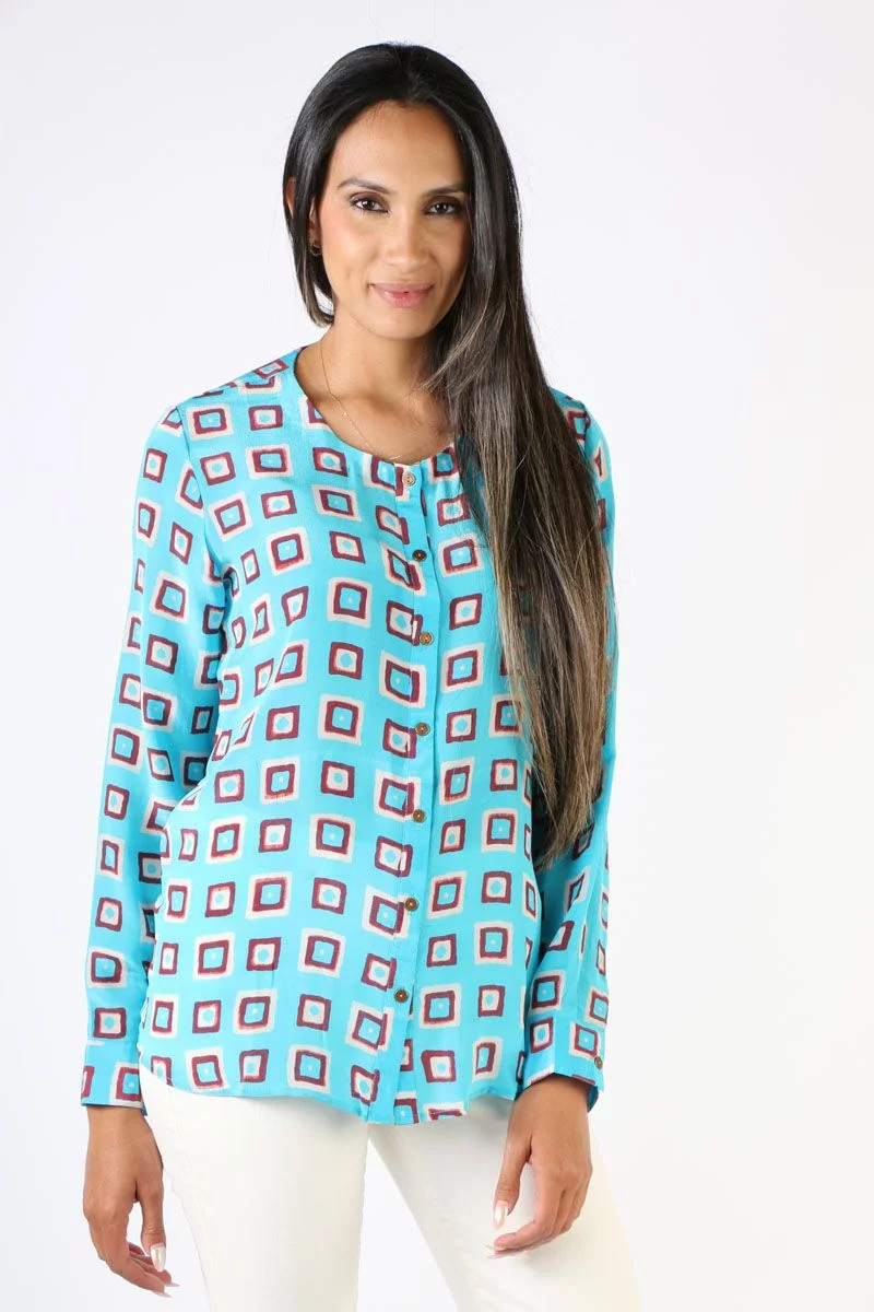 Anupamaa Agni Check Shirt In Aqua 3 Anupamaa Agni Check Shirt In Aqua