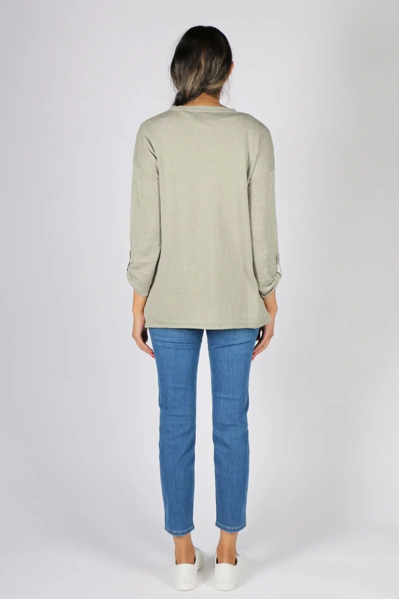 Linen V Neck Cardi By Jump In Sage 6 Linen V Neck Cardi By Jump In Sage - Image 4