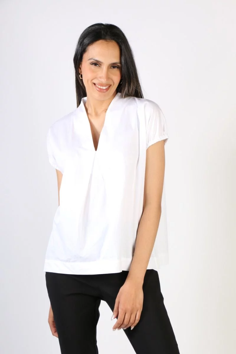 Marco Polo Cap Sleeve Top In White 4 Marco Polo Cap Sleeve Top In White - Image 3