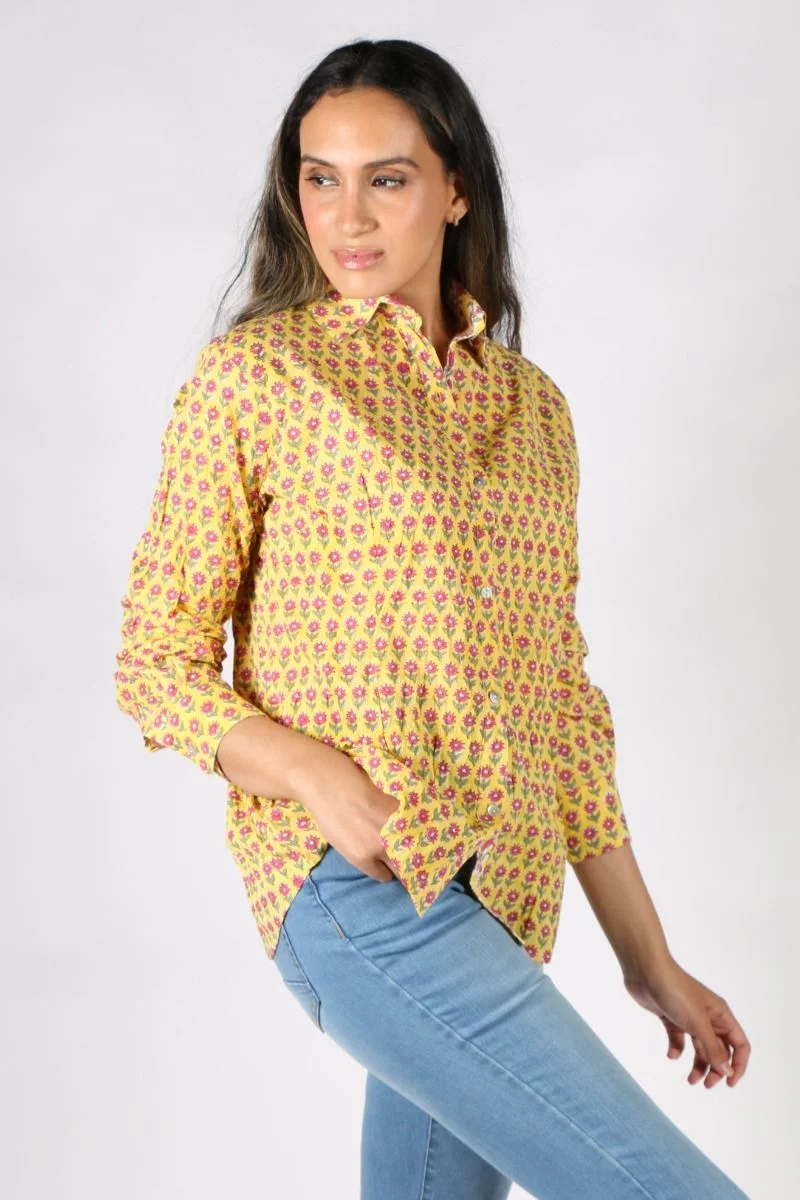 Mandalay Picnic Patch Shirt In Lemon 6 Mandalay Picnic Patch Shirt In Lemon - Image 4