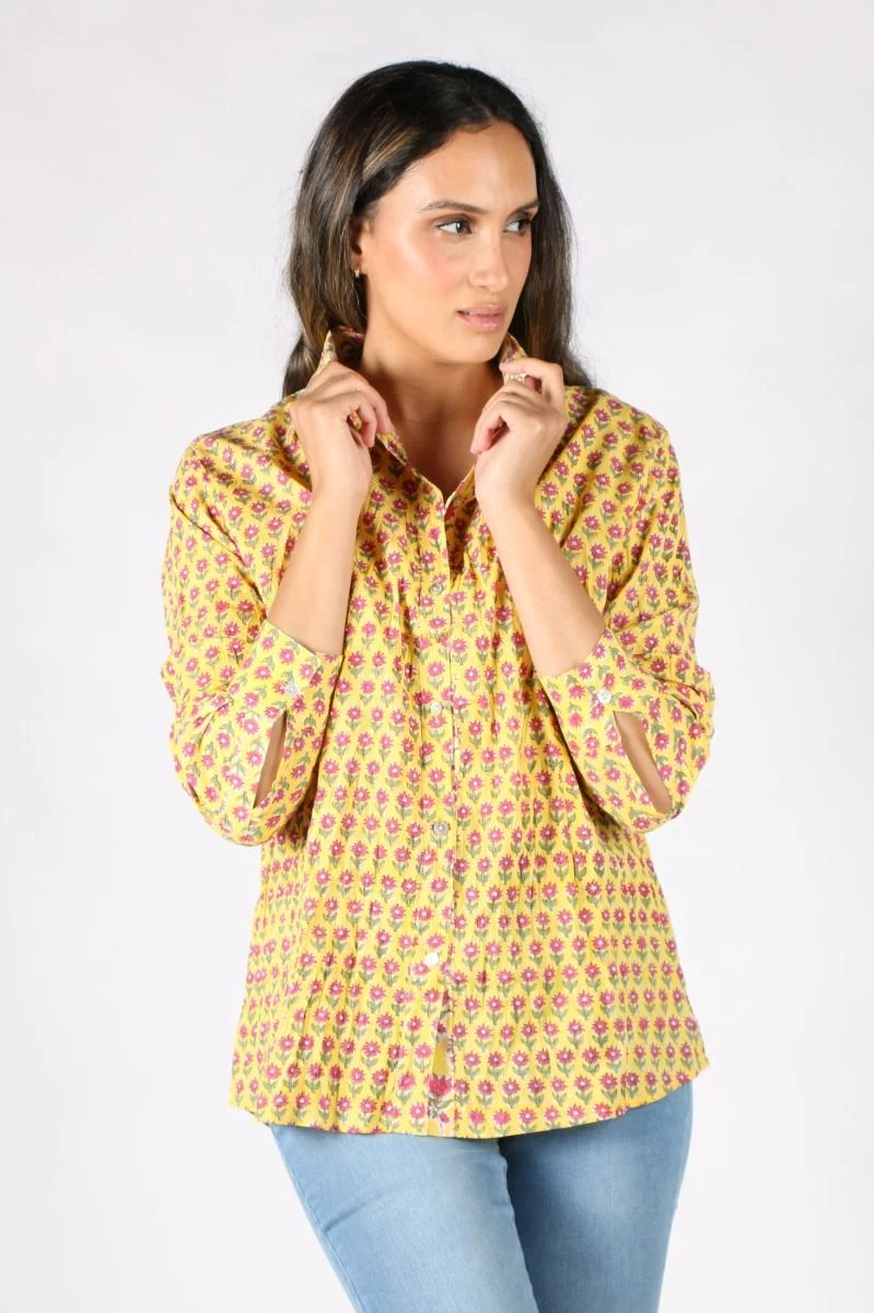 Mandalay Picnic Patch Shirt In Lemon 7 Mandalay Picnic Patch Shirt In Lemon - Image 5
