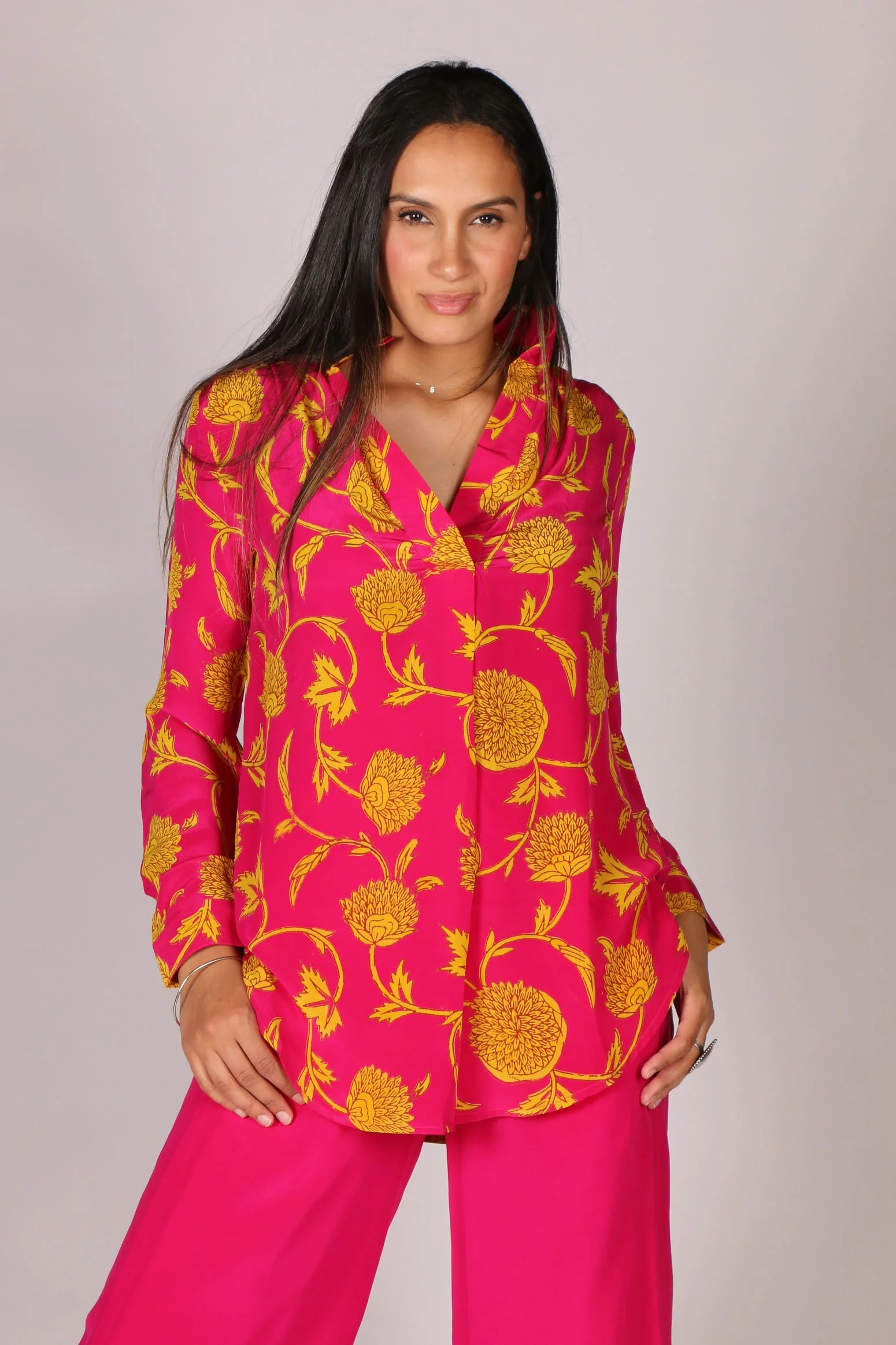 Anupamaa Rome Chrysanthemum Shirt In Fuchsia 4 Anupamaa Rome Chrysanthemum Shirt In Fuchsia - Image 2