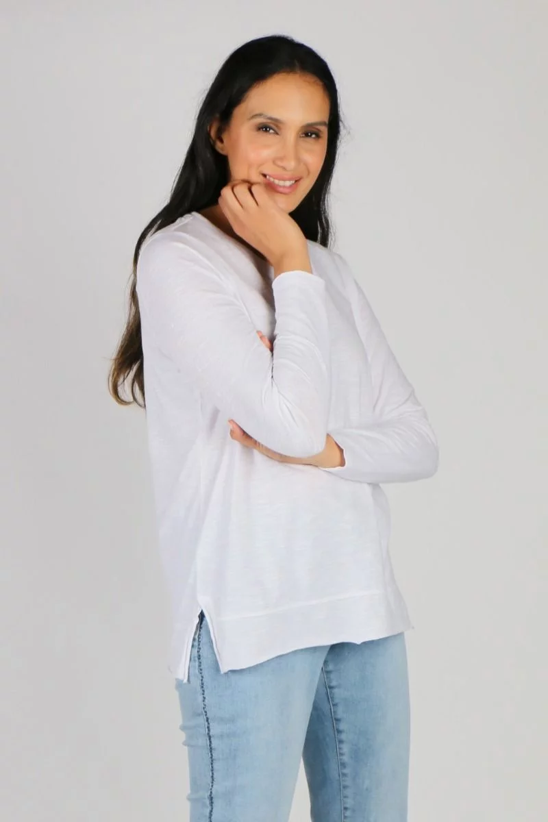 Jersey Long Sleeve Tee By Jump In White 3 Jersey Long Sleeve Tee By Jump In White