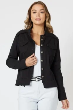 Threadz Military Jacket In Black