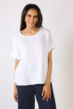 Threadz Back Button Top In White