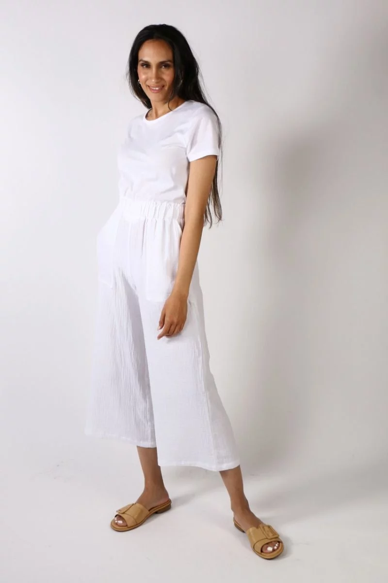 Threadz Wide Leg Cotton Pant In White 6 Threadz Wide Leg Cotton Pant In White - Image 4