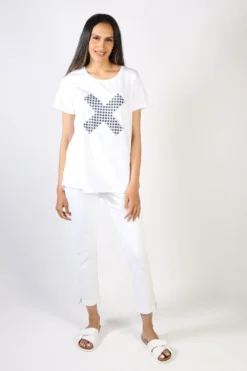 Threadz Cross Tee In White