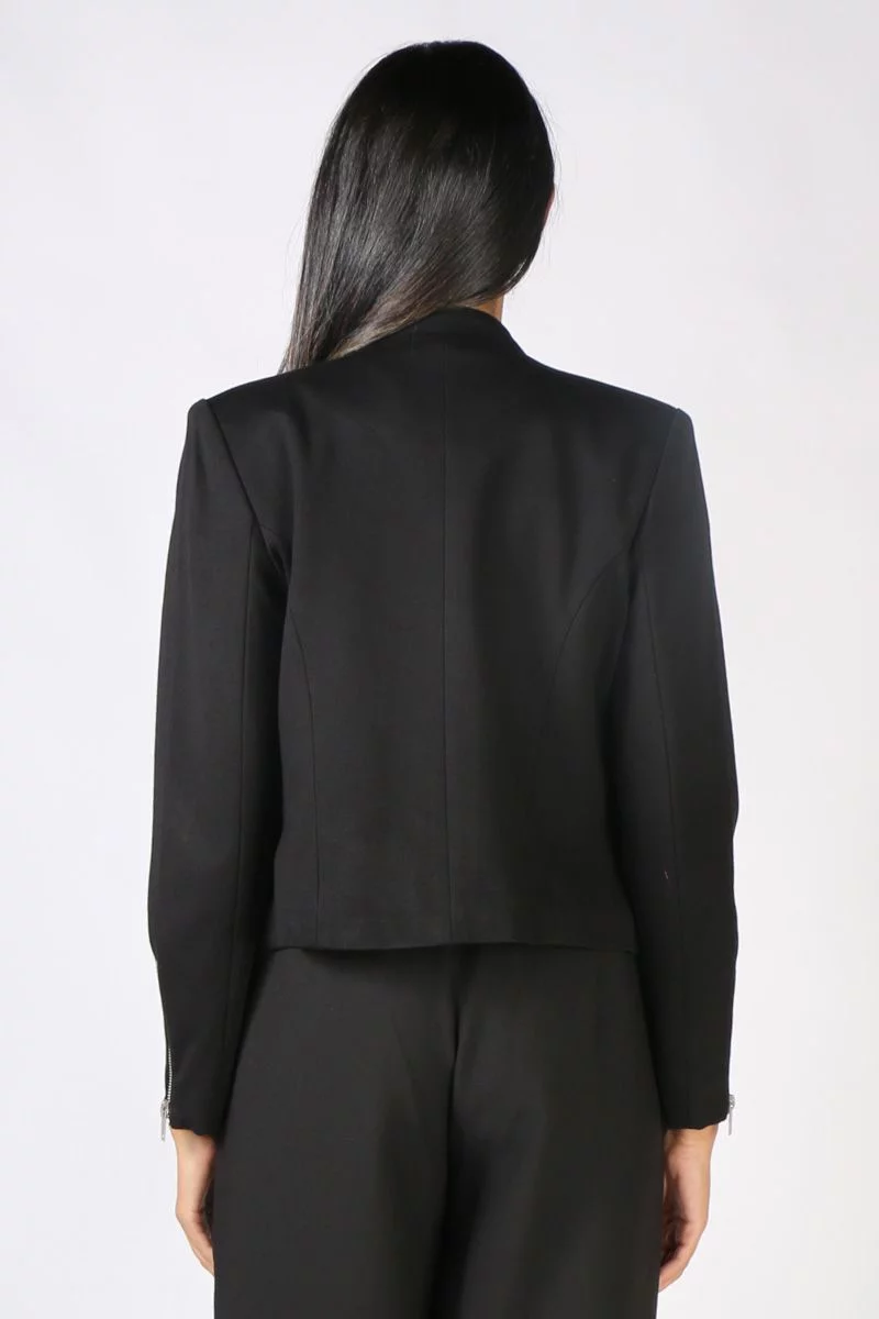 Vassalli Cropped Stud Jacket In Black 6 Vassalli Cropped Stud Jacket In Black - Image 4