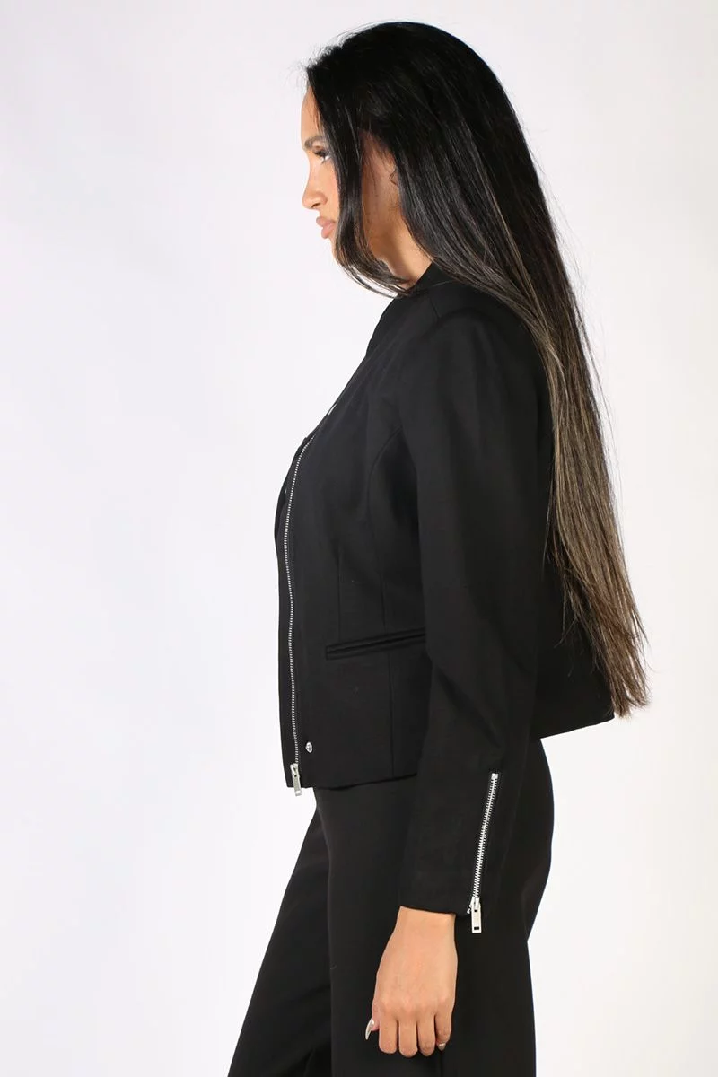Vassalli Cropped Stud Jacket In Black 7 Vassalli Cropped Stud Jacket In Black - Image 5