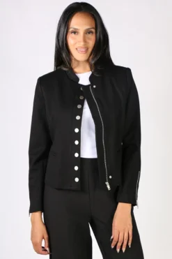 Vassalli Cropped Stud Jacket In Black
