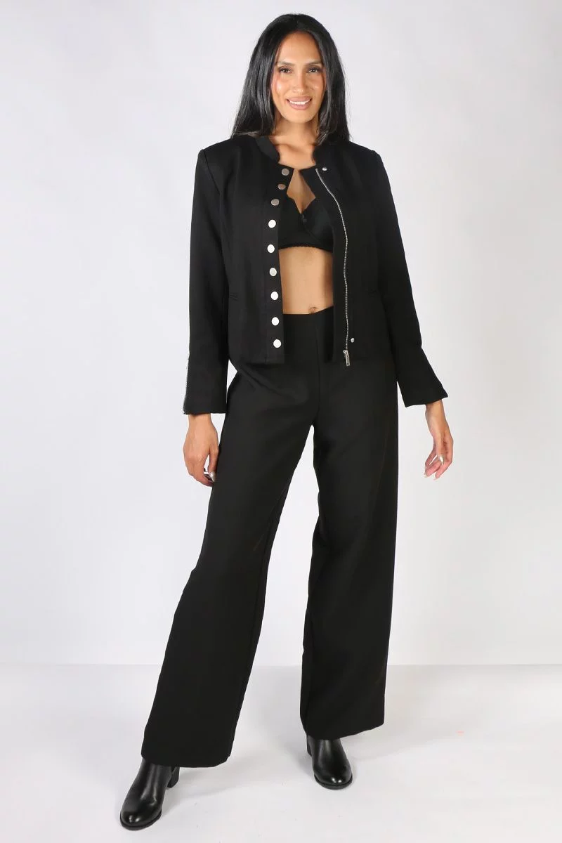 Vassalli Cropped Stud Jacket In Black 4 Vassalli Cropped Stud Jacket In Black - Image 2