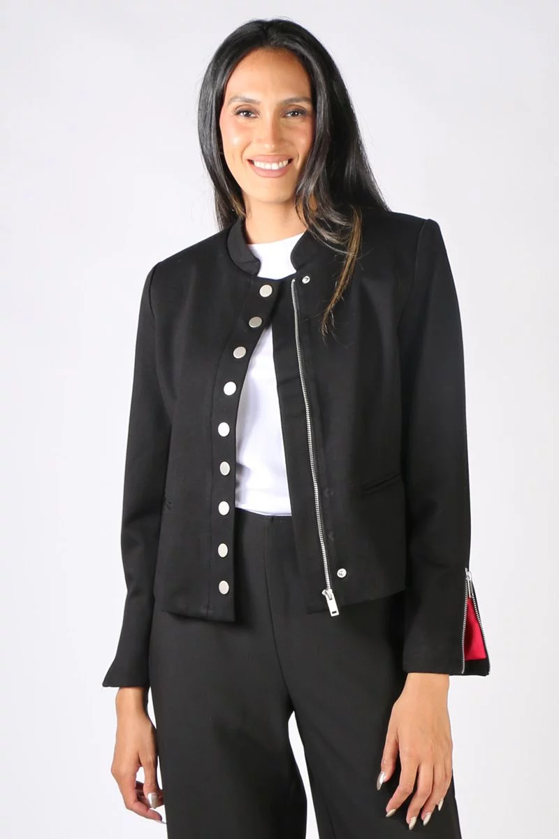 Vassalli Cropped Stud Jacket In Black 5 Vassalli Cropped Stud Jacket In Black - Image 3