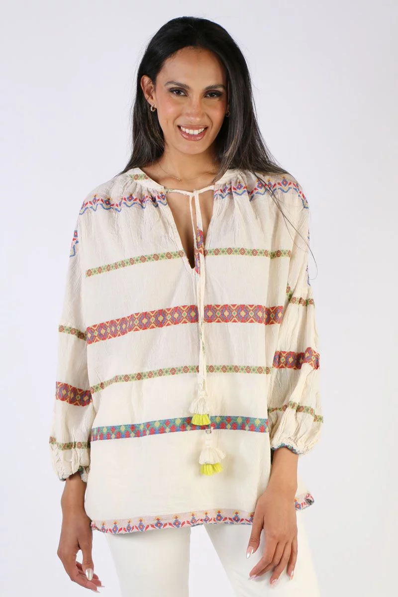 Pearl & Caviar Handwoven Zakar Blouse In Red 3 Pearl & Caviar Handwoven Zakar Blouse In Red